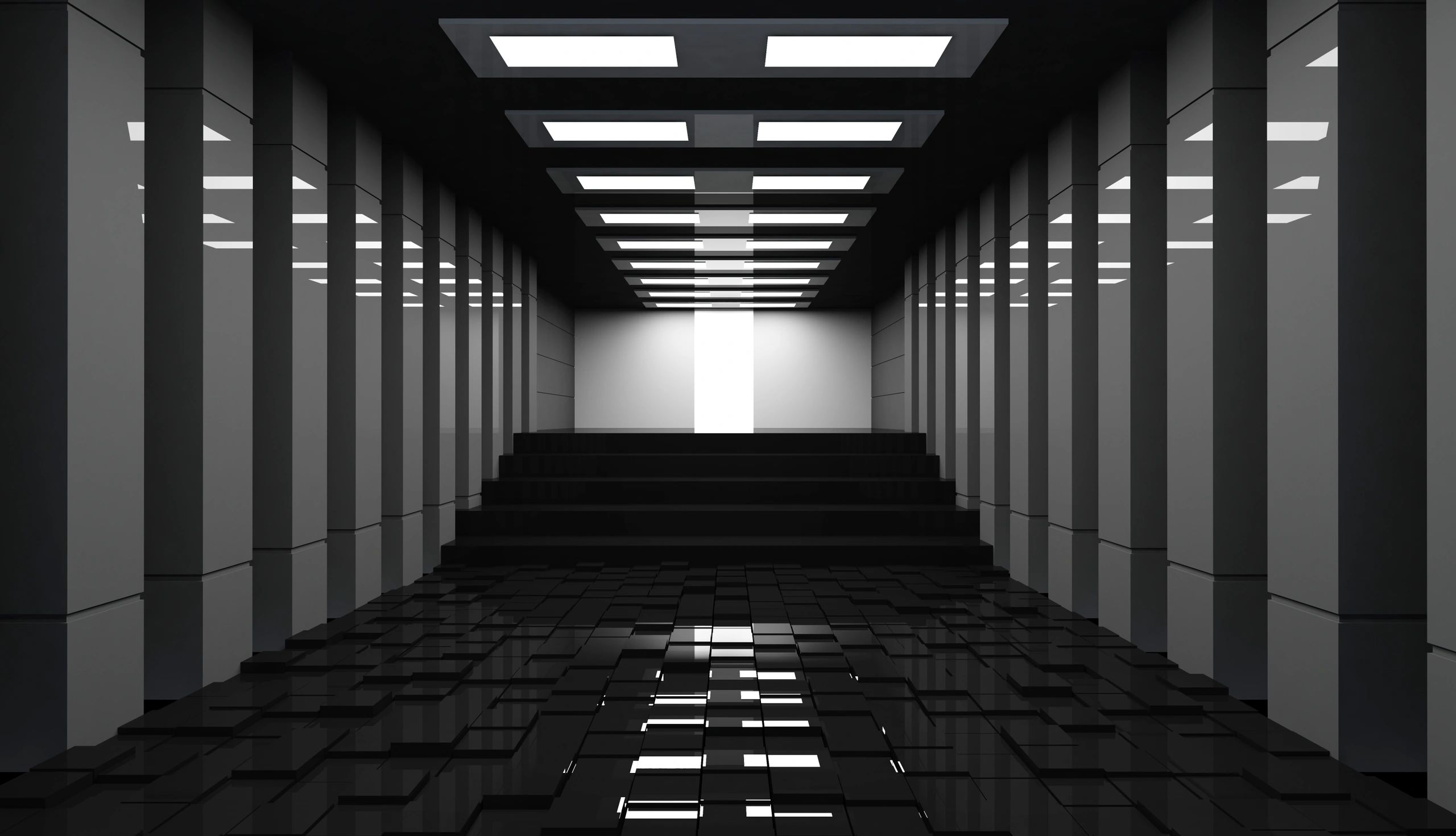 Modern futuristic hall environment