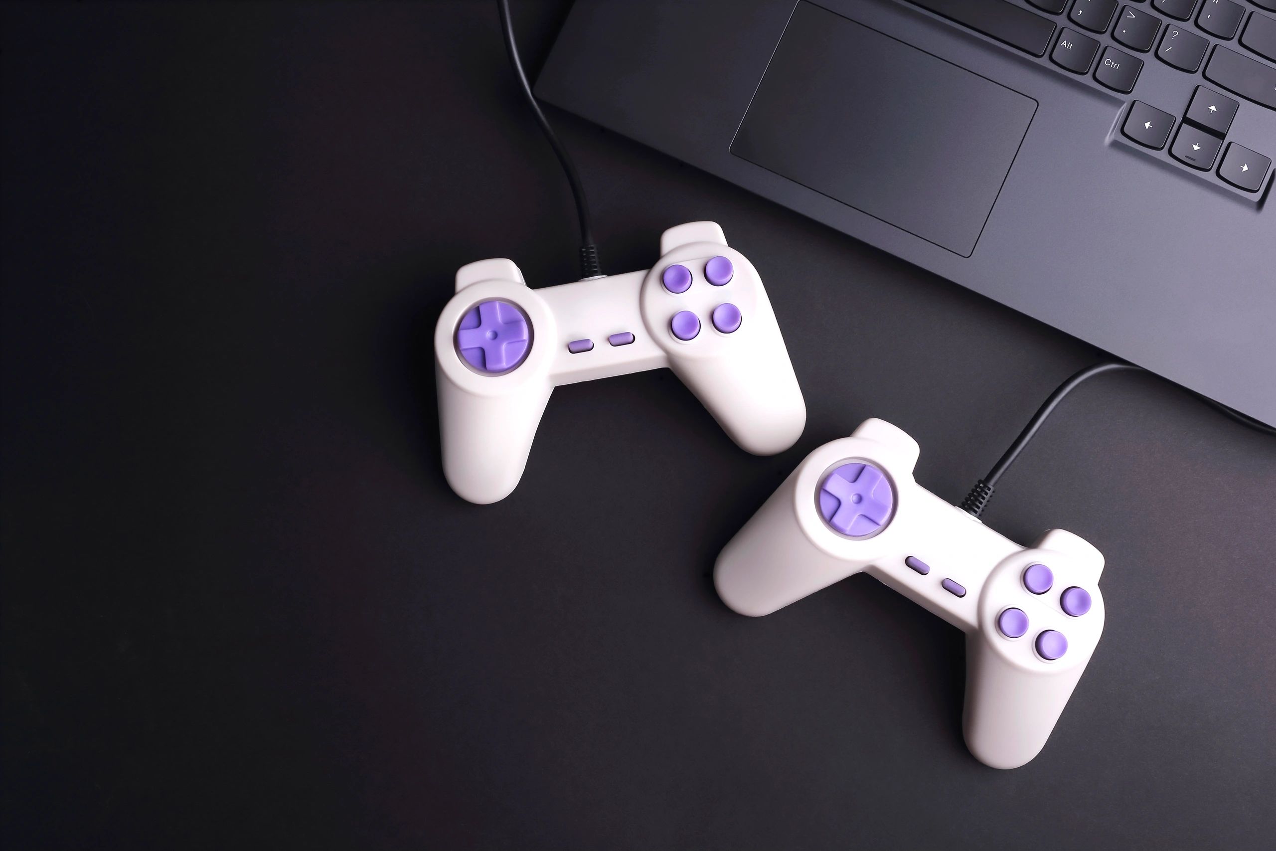 Game controllers and laptop gaming setup